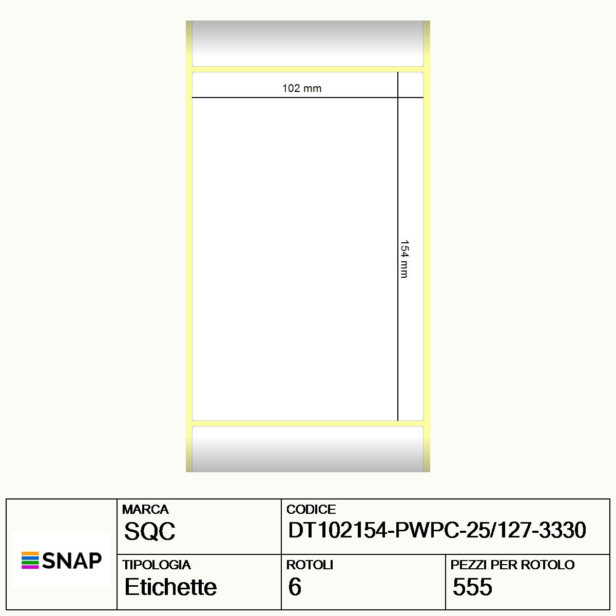 DT102154-PWPC-25/127-3330 - Etichette SQC  S-DESK-PD Carta
