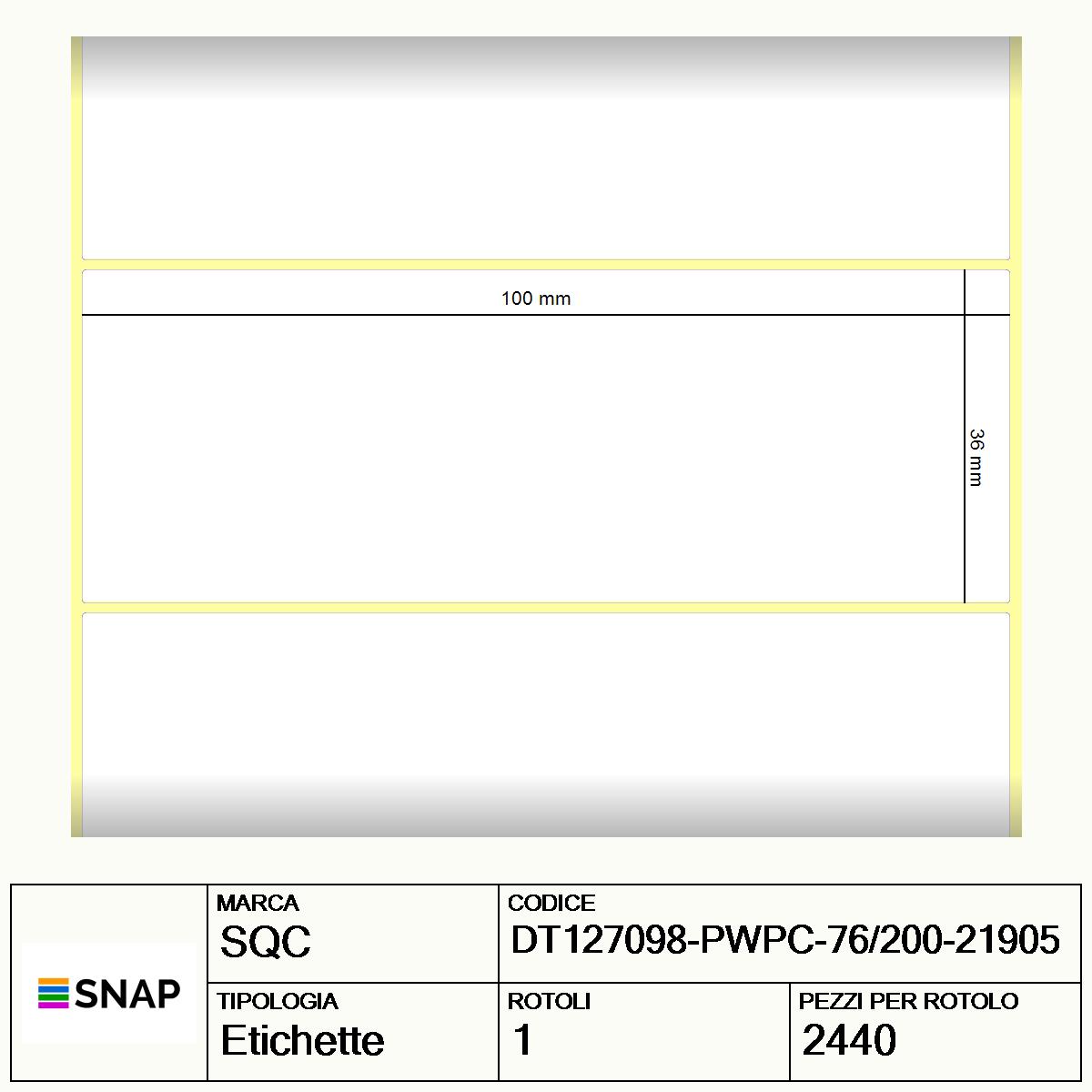 DT127098-PWPC-76/200-21905 - Etichette SQC  Carta