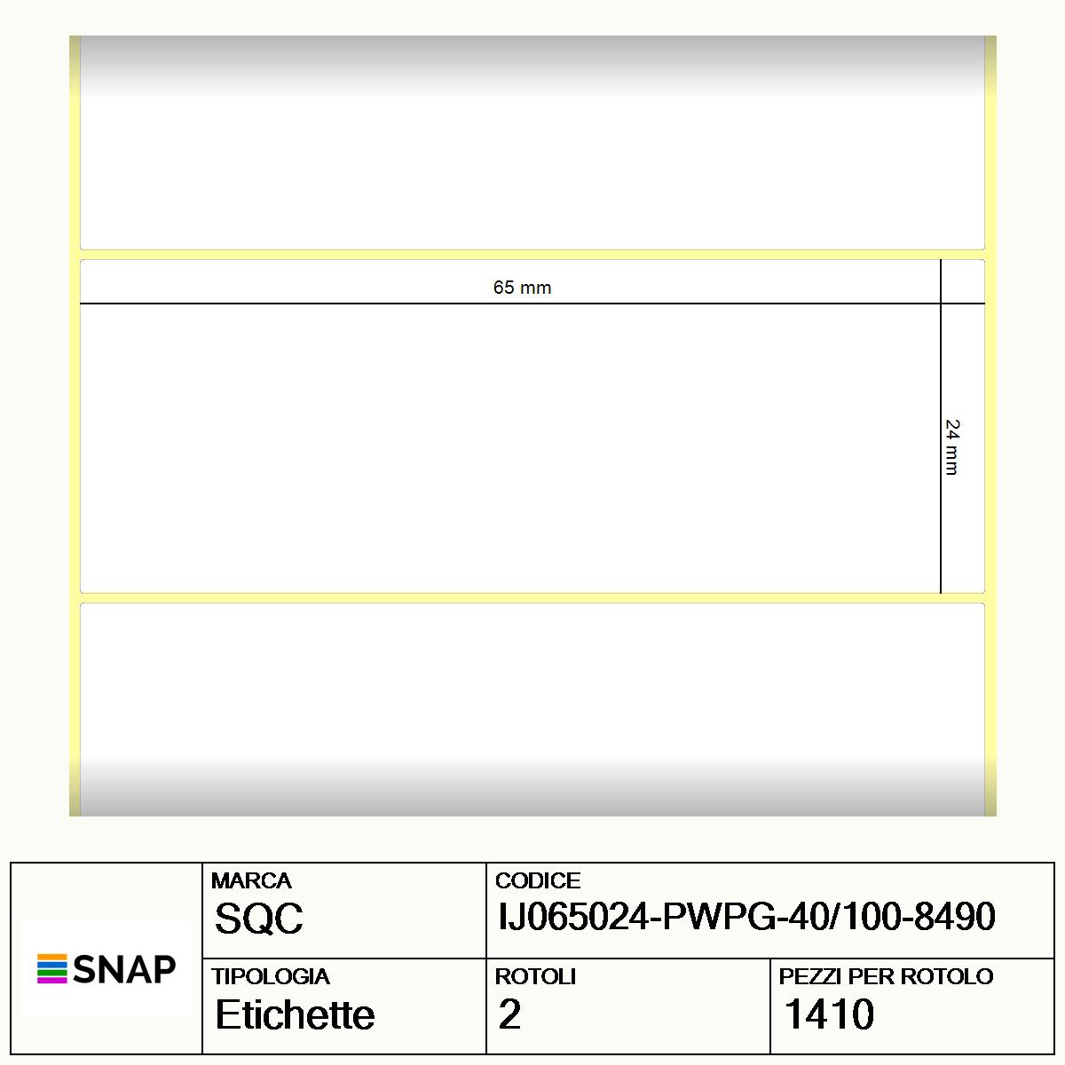 IJ065024-PWPG-40/100-8490 - Etichette SQC  S-DESK-PT Carta