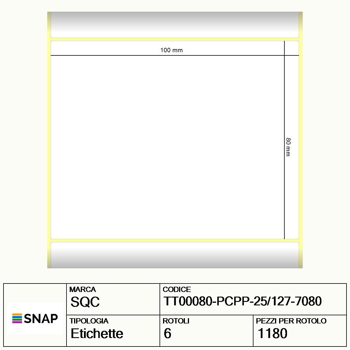 TT00080-PCPP-25/127-7080 - Etichette SQC Trasparente neutro