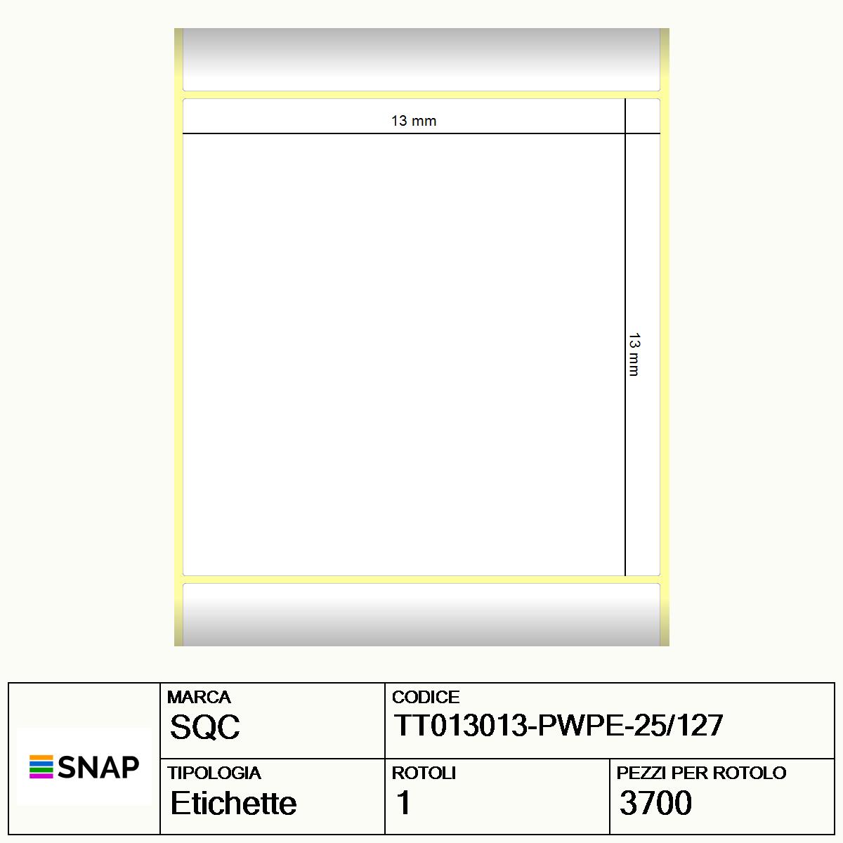 TT013013-PWPE-25/127 - Etichette SQC  S-DESK-ST Poliestere
