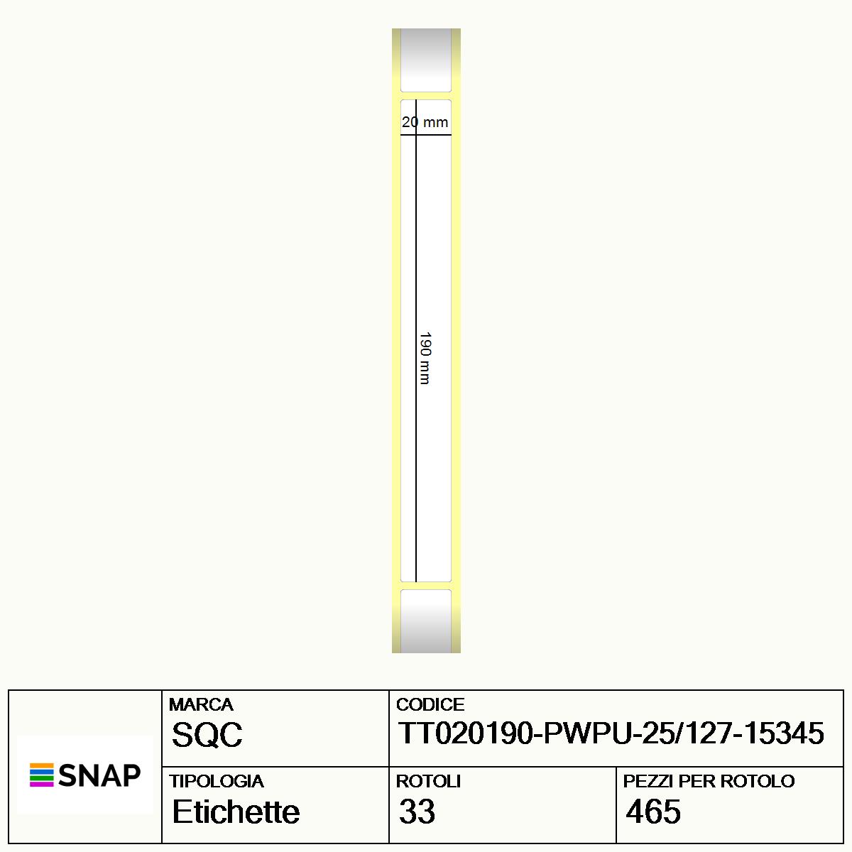 TT020190-PWPU-25/127-15345 - Etichette SQC  S-DESK-PT Carta