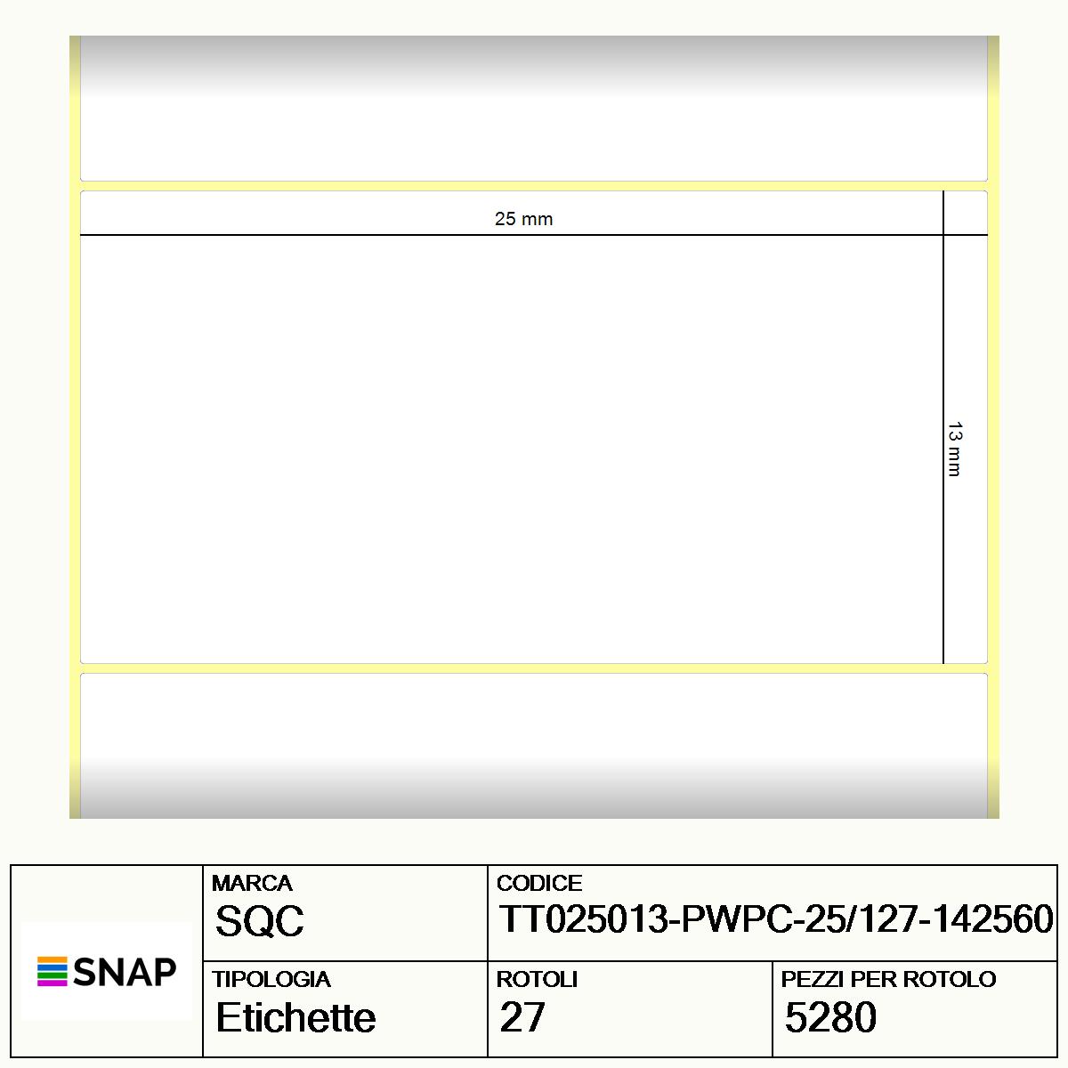 TT025013-PWPC-25/127-142560 - Etichette SQC  S-DESK-PT Carta
