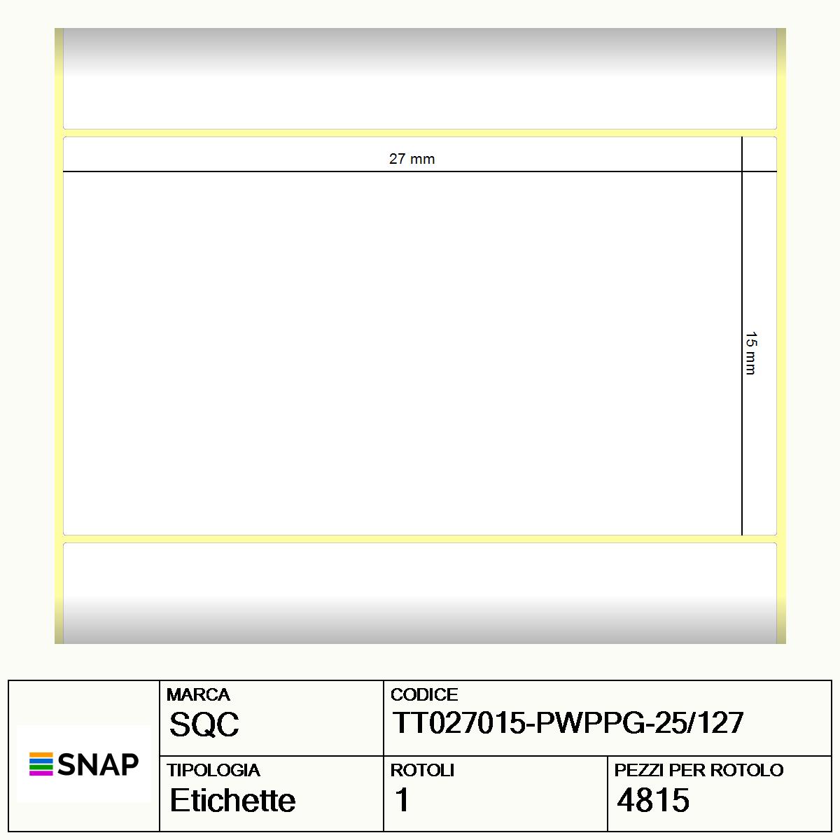 TT027015-PWPPG-25/127 - Etichette SQC  S-DESK-ST Polipropilene
