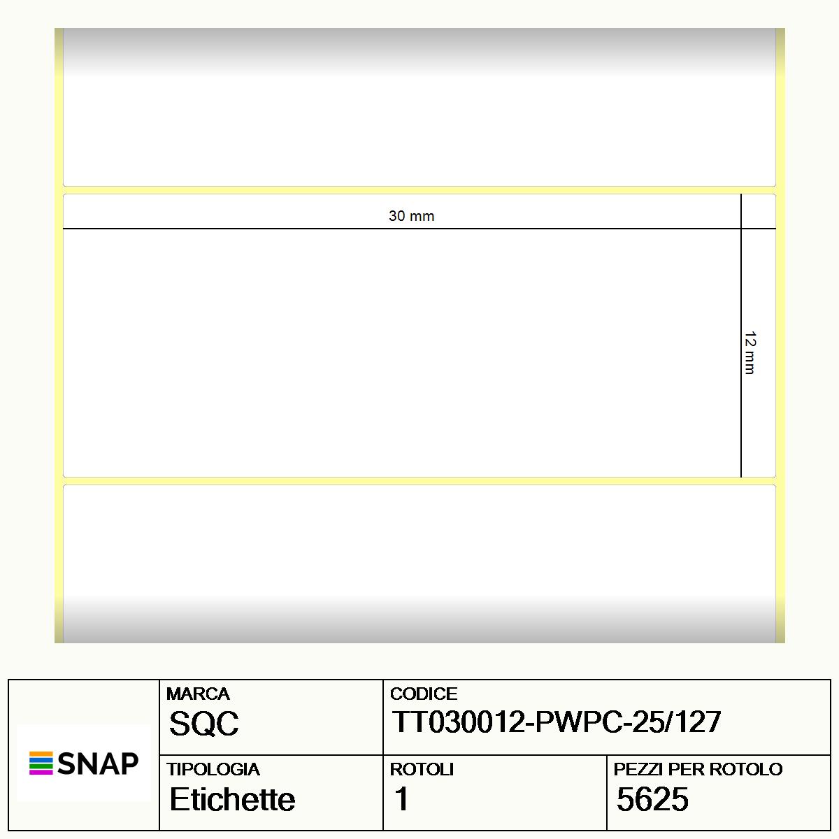 TT030012-PWPC-25/127 - Etichette SQC  S-DESK-PT Carta