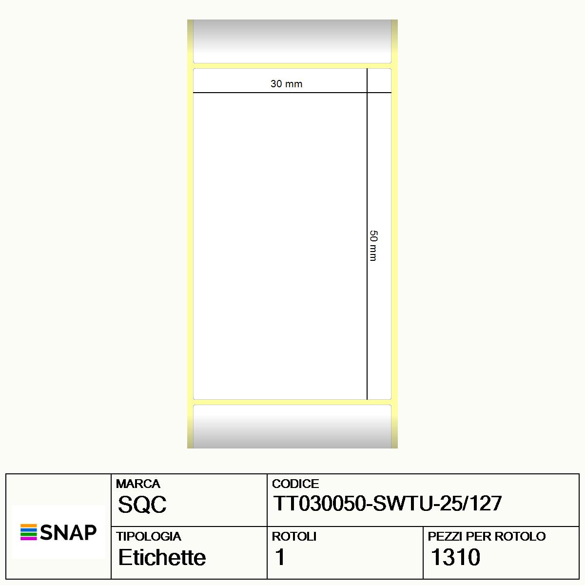 TT030050-SWTU-25/127 - Etichette SQC  S-Library Carta