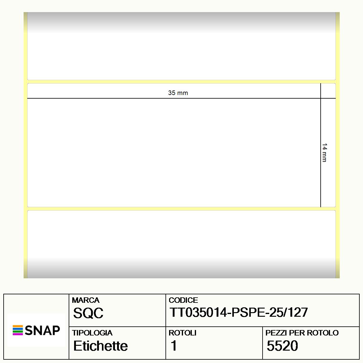TT035014-PSPE-25/127 - Etichette SQC Argento S-FRICTION Poliestere
