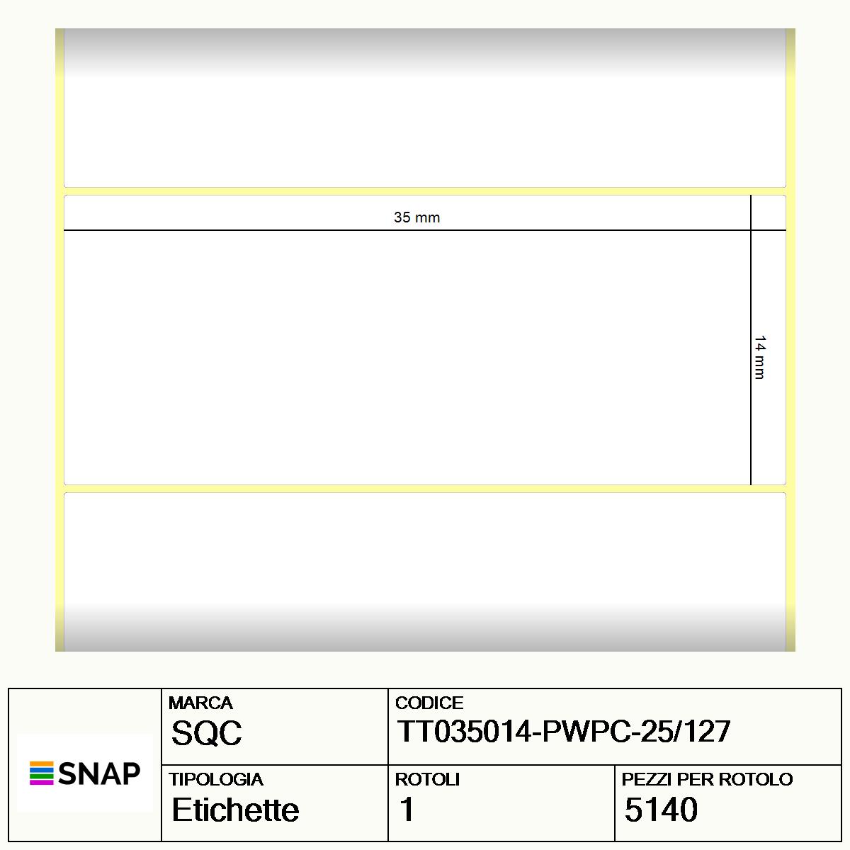 TT035014-PWPC-25/127 - Etichette SQC  S-DESK-PT Carta