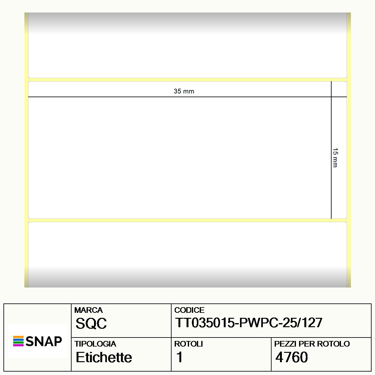 TT035015-PWPC-25/127 - Etichette SQC  S-DESK-PT Carta