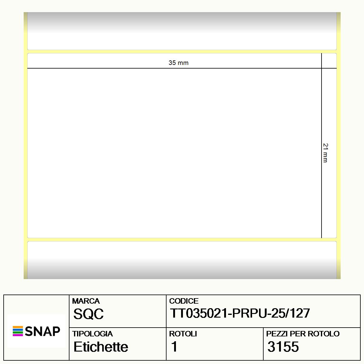 TT035021-PRPU-25/127 - Etichette SQC Rosso fluorescente S-DESK-PTC
