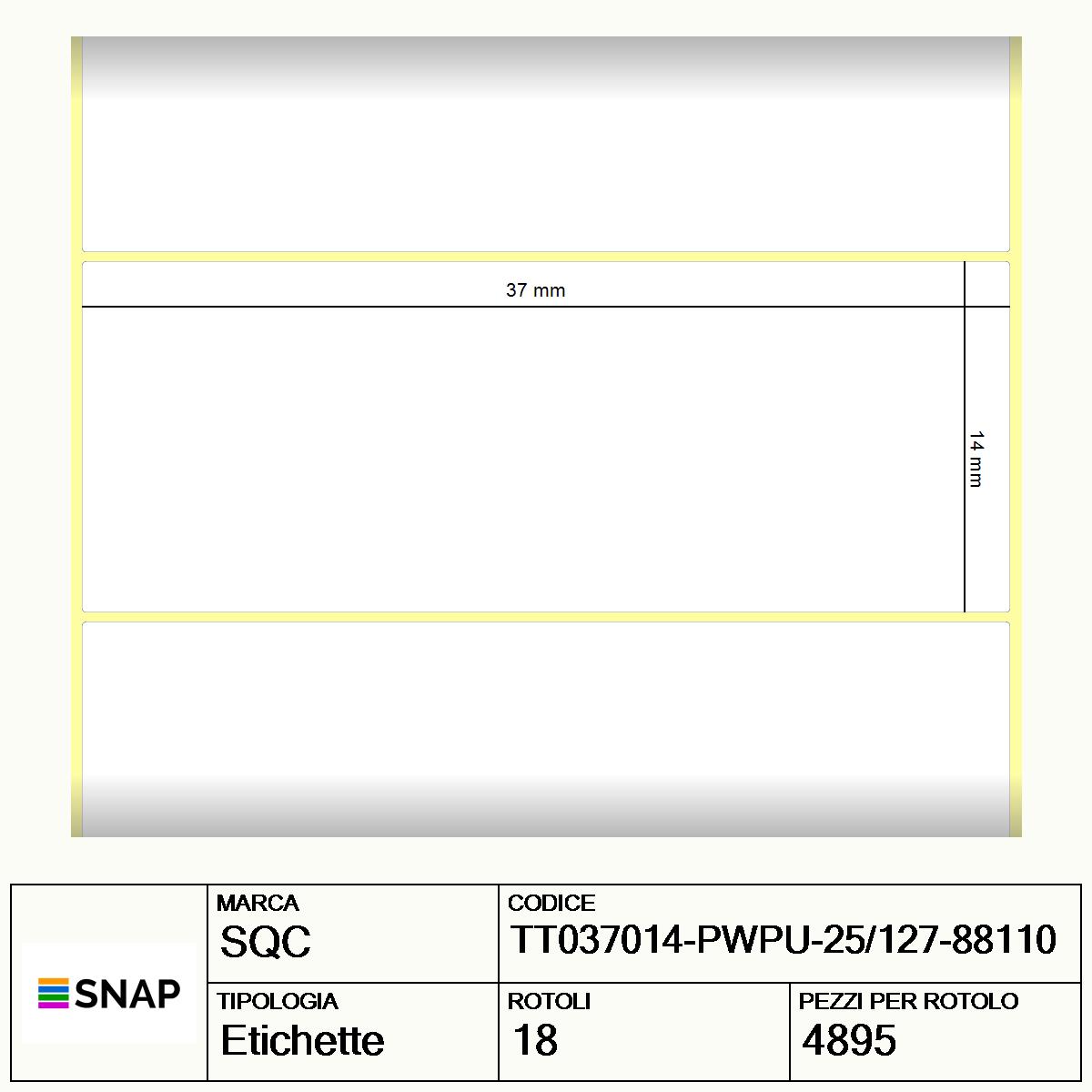TT037014-PWPU-25/127-88110 - Etichette SQC  S-DESK-PT Carta