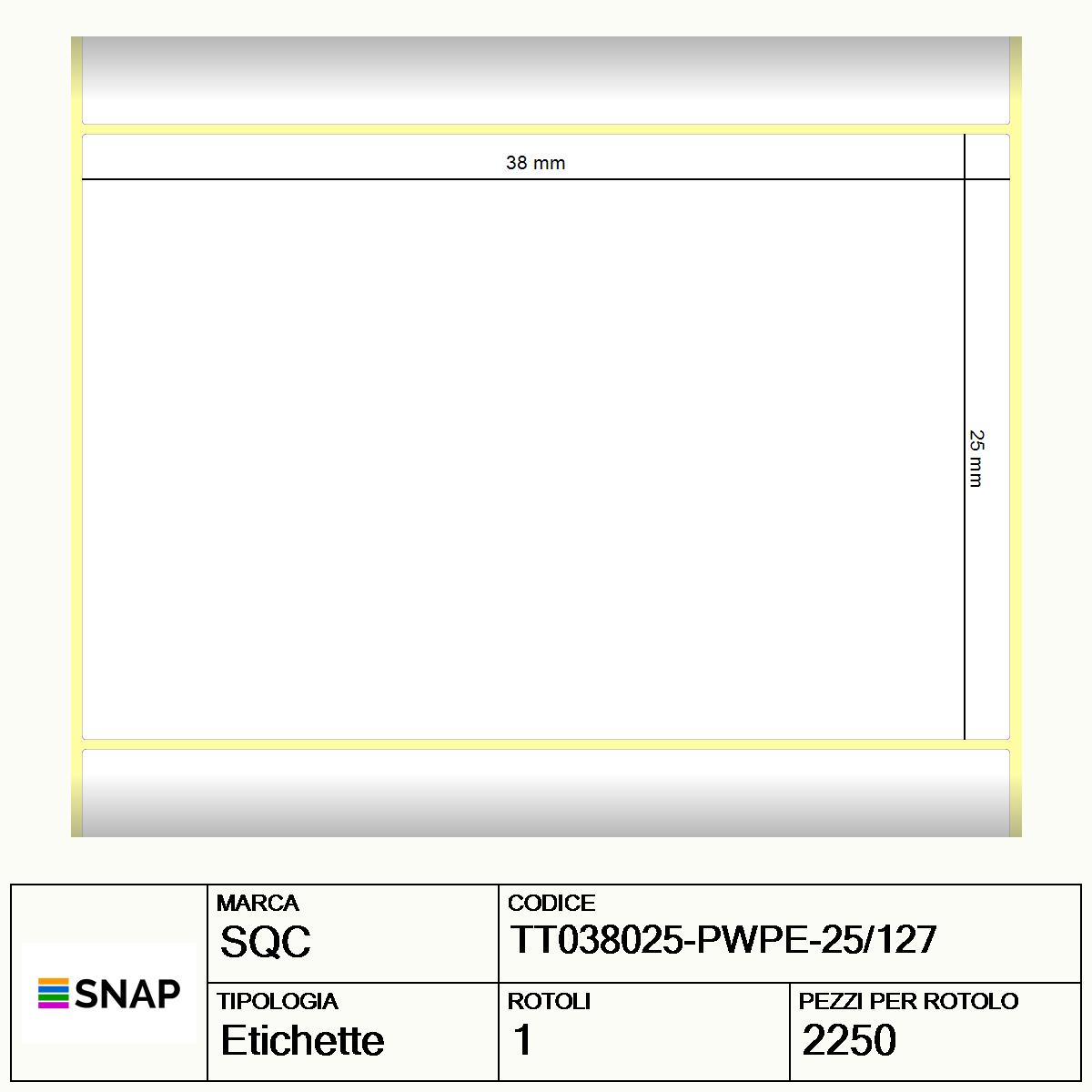 TT038025-PWPE-25/127 - Etichette SQC  S-DESK-ST Poliestere