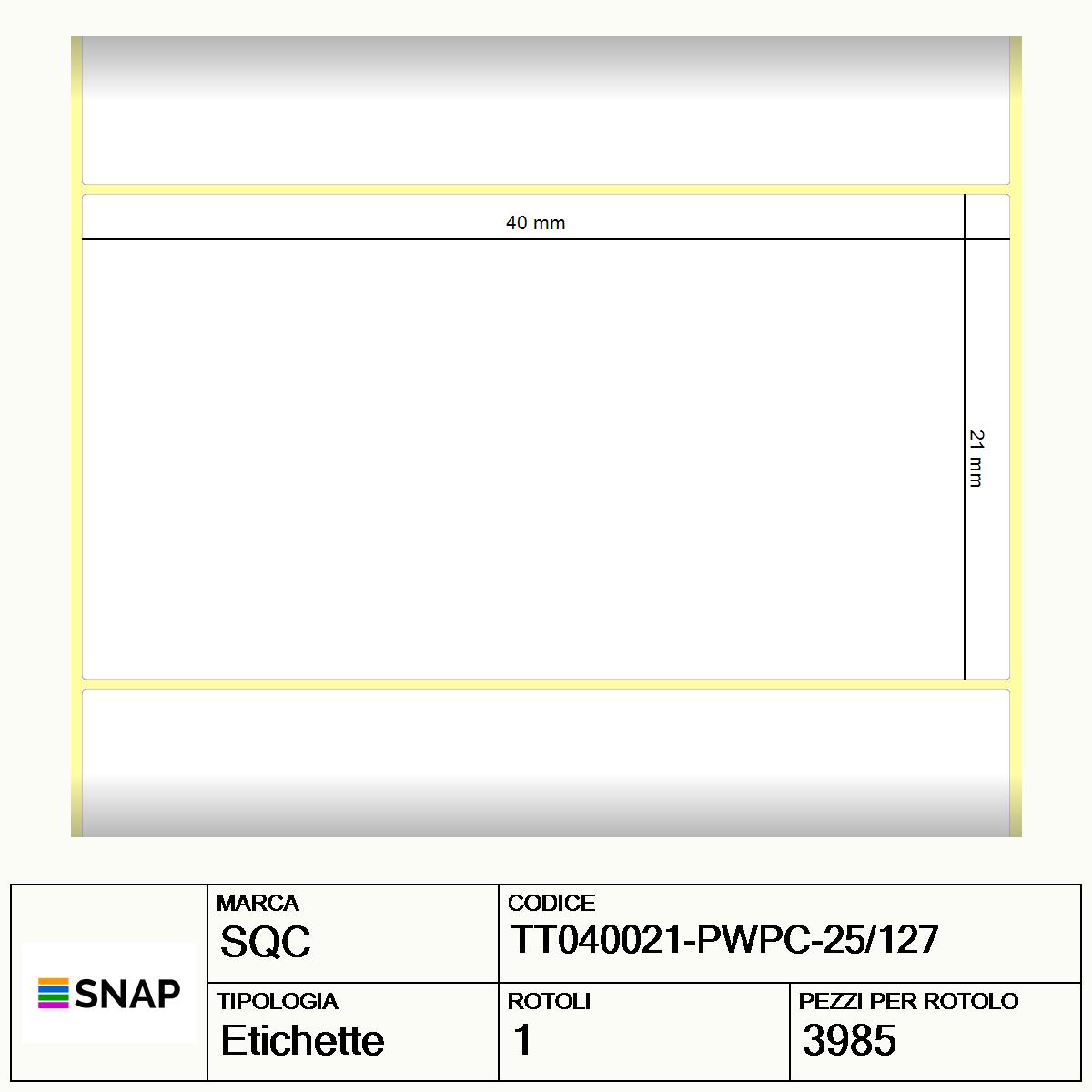 TT040021-PWPC-25/127 - Etichette SQC  S-DESK-PT Carta