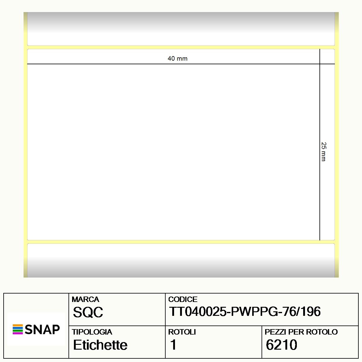 TT040025-PWPPG-76/196 - Etichette SQC  Polipropilene