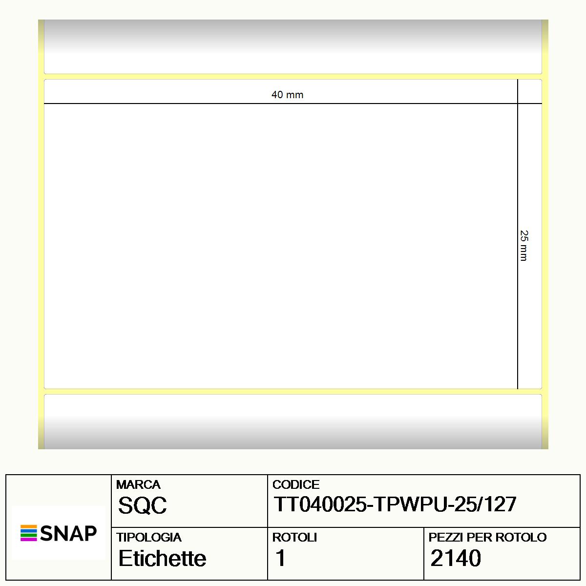TT040025-TPWPU-25/127 - Etichette SQC  Carta
