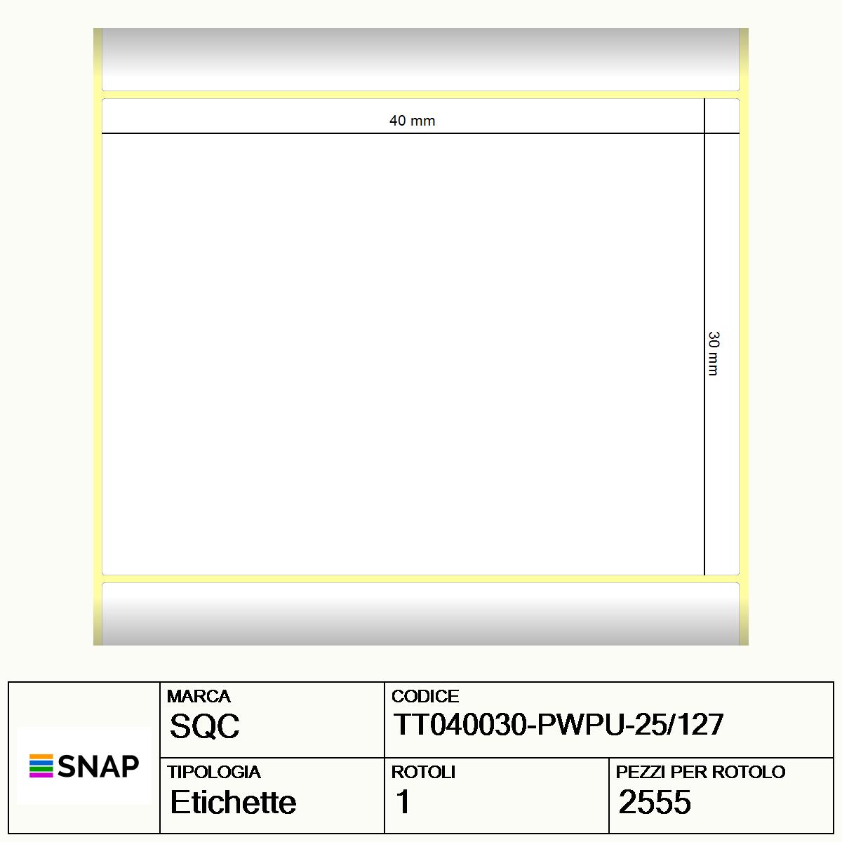 TT040030-PWPU-25/127 - Etichette SQC  S-DESK-PT Carta