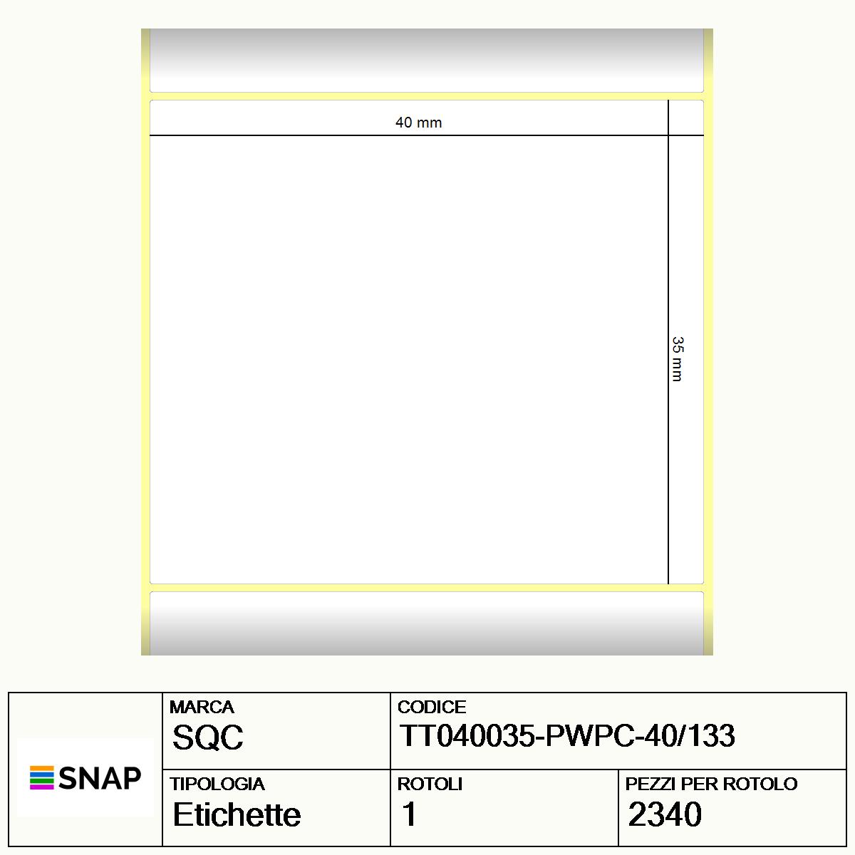 TT040035-PWPC-40/133 - Etichette SQC  S-DESK-PT Carta