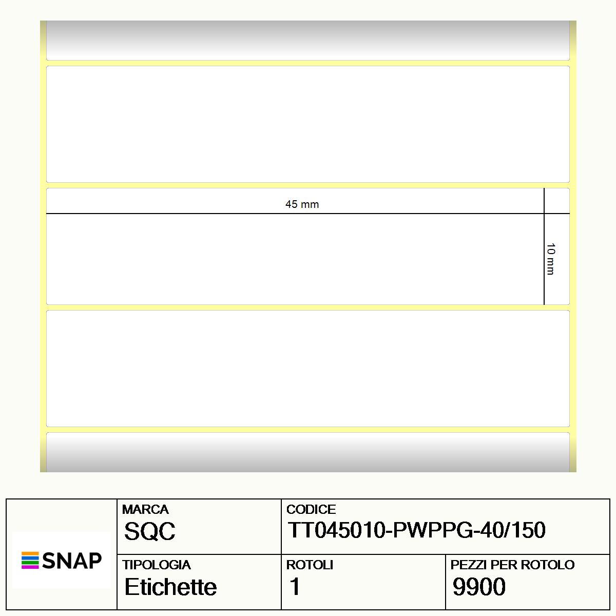 TT045010-PWPPG-40/150 - Etichette SQC  S-HARD-ST Polipropilene