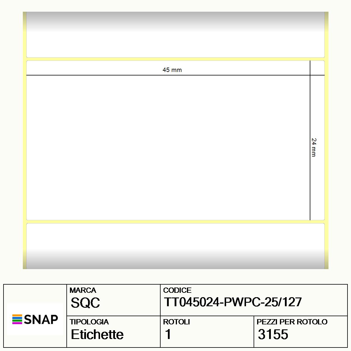 TT045024-PWPC-25/127 - Etichette SQC  S-DESK-PT Carta