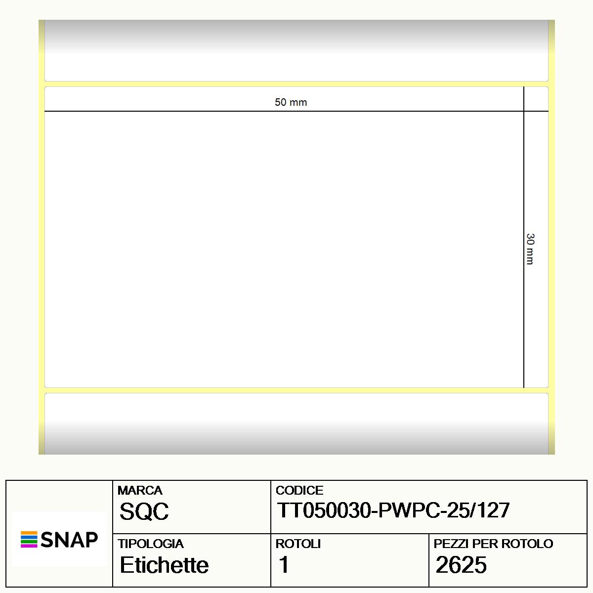 TT050030-PWPC-25/127 - Etichette SQC  Carta