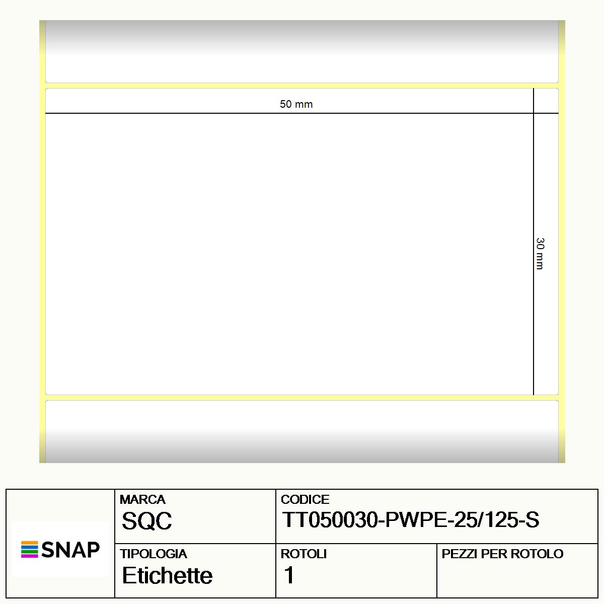 TT050030-PWPE-25/125-S - Etichette SQC  S-DESK-ST Poliestere