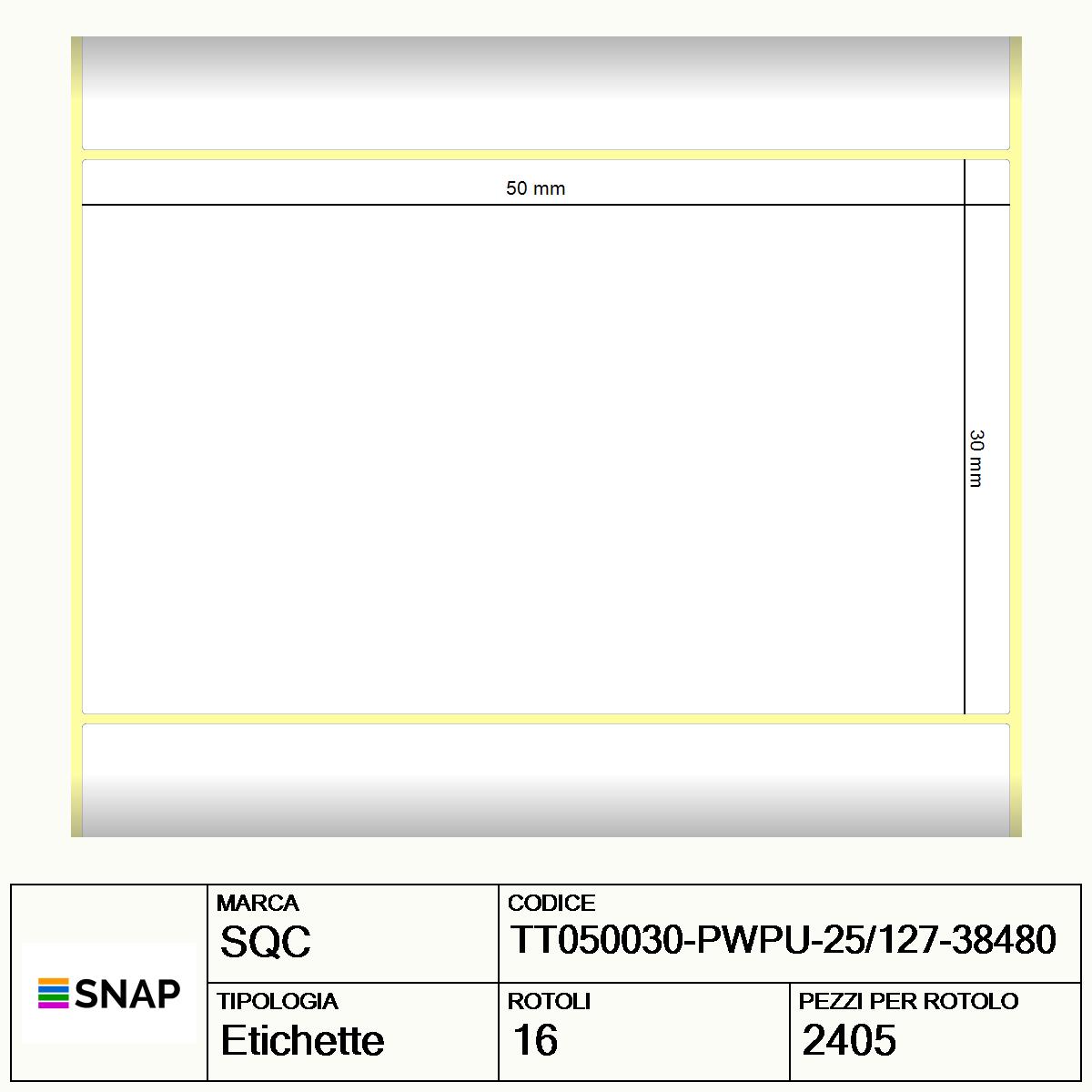 TT050030-PWPU-25/127-38480 - Etichette SQC  S-DESK-PT Carta