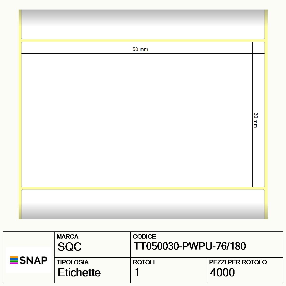 TT050030-PWPU-76/180 - Etichette SQC  S-HARD-PT Carta