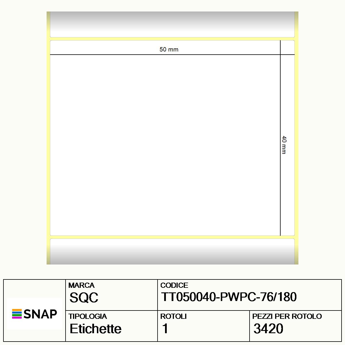 TT050040-PWPC-76/180 - Etichette SQC  S-HARD-PT Carta