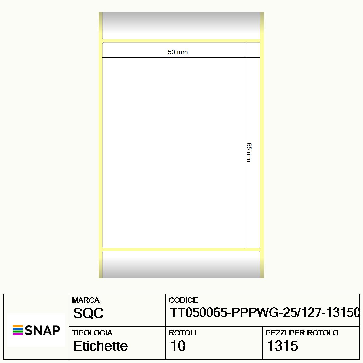 TT050065-PPPWG-25/127-13150 - Etichette SQC  S-DESK-ST Polipropilene