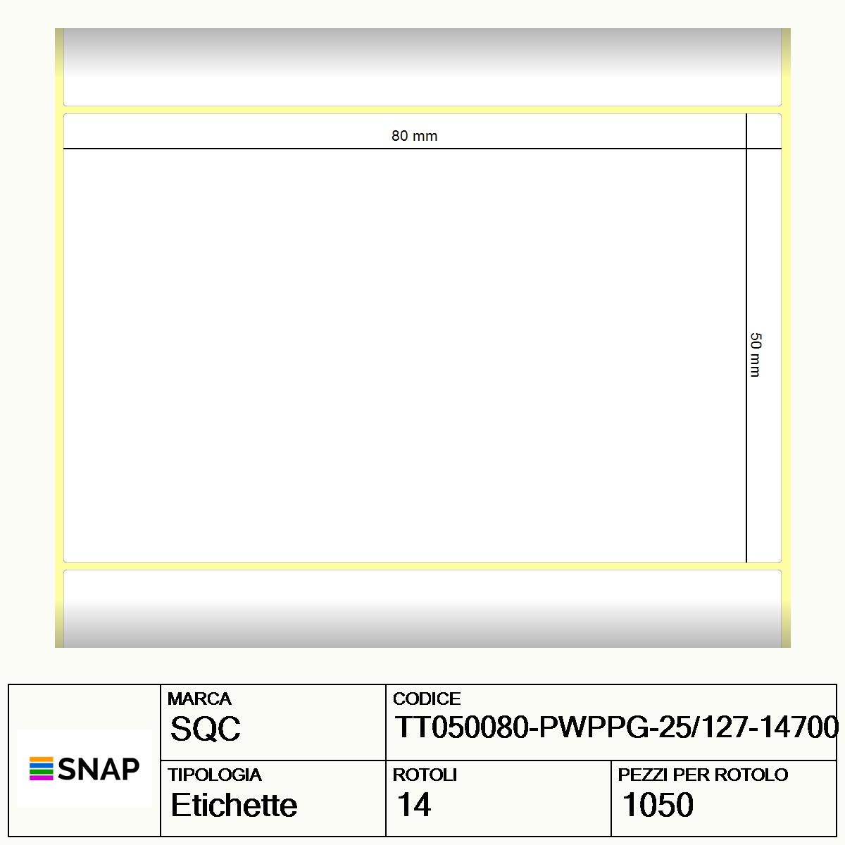 TT050080-PWPPG-25/127-14700 - Etichette SQC  S-DESK-ST Polipropilene
