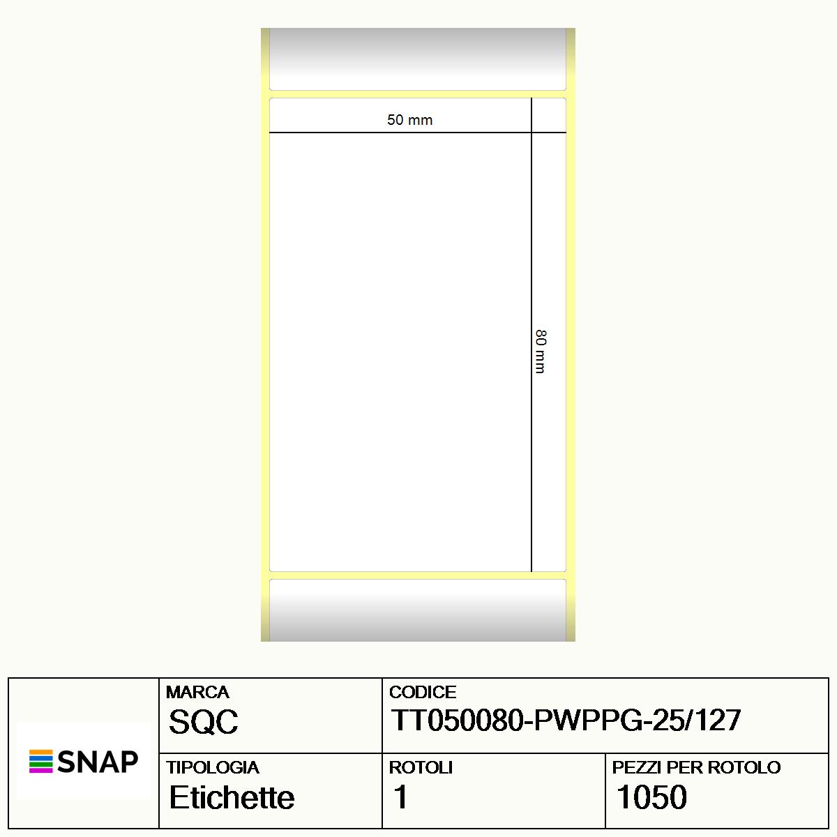 TT050080-PWPPG-25/127 - Etichette SQC  S-DESK-ST Polipropilene