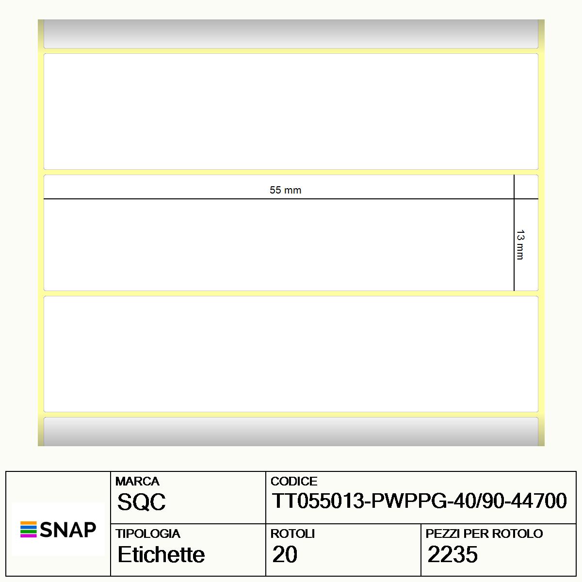 TT055013-PWPPG-40/90-44700 - Etichette SQC  S-DESK-ST Polipropilene