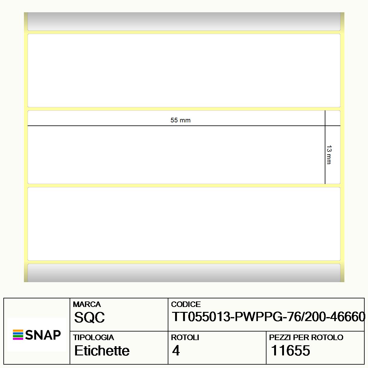 TT055013-PWPPG-76/200-46660 - Etichette SQC  S-HARD-ST Polipropilene