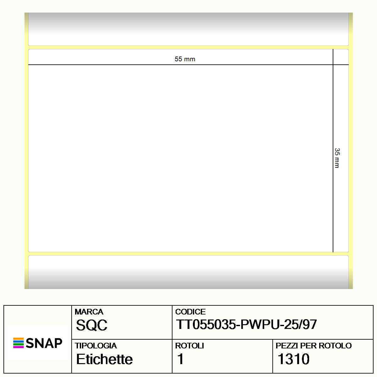 TT055035-PWPU-25/97 - Etichette SQC  S-DESK-PT Carta