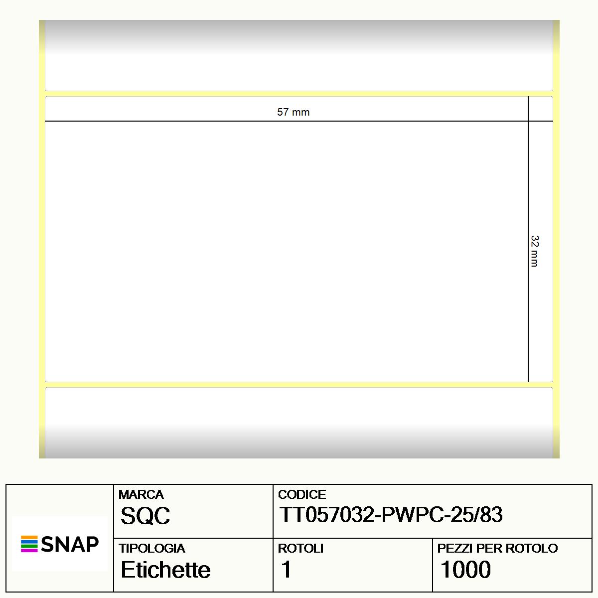 TT057032-PWPC-25/83 - Etichette SQC  S-DESK-PT Carta