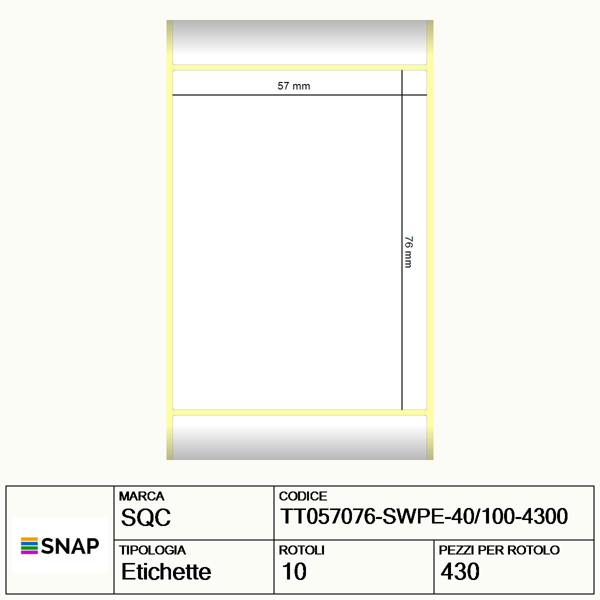 TT057076-SWPE-40/100-4300 - Etichette SQC  S-STRONG Polietilene