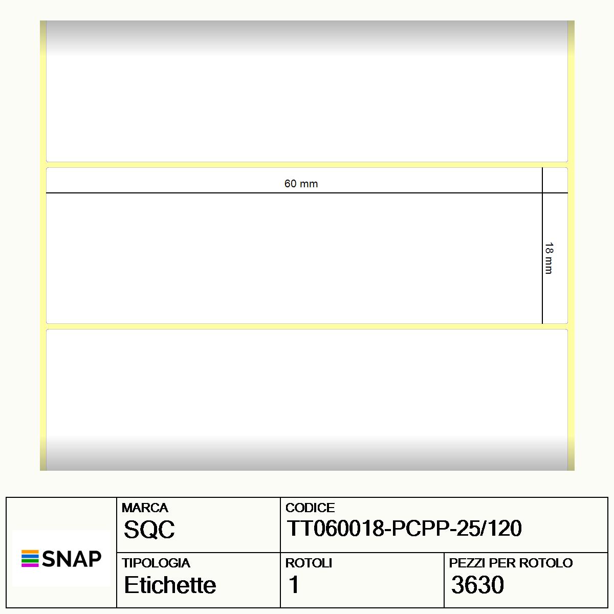 TT060018-PCPP-25/120 - Etichette SQC  S-DESK-ST Polipropilene