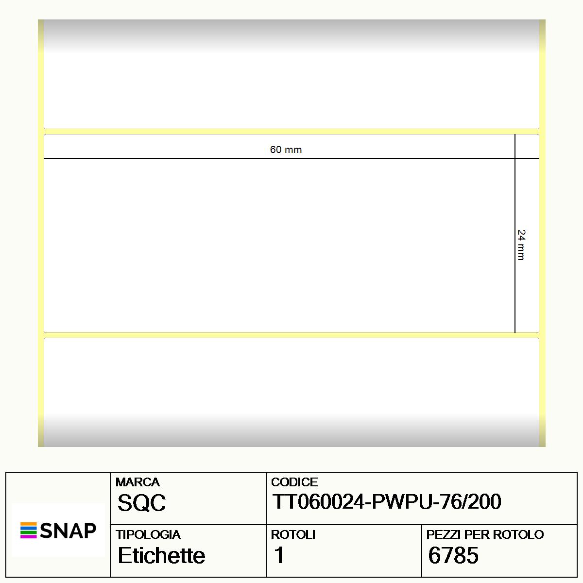 TT060024-PWPU-76/200 - Etichette SQC  S-HARD-PT Carta