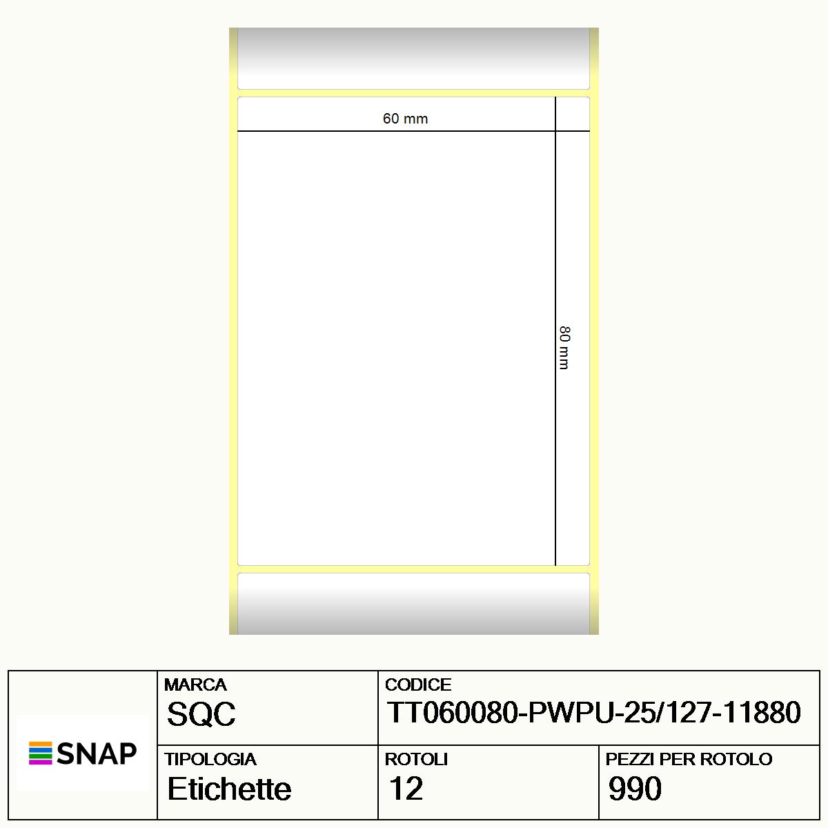 TT060080-PWPU-25/127-11880 - Etichette SQC  S-DESK-PT Carta