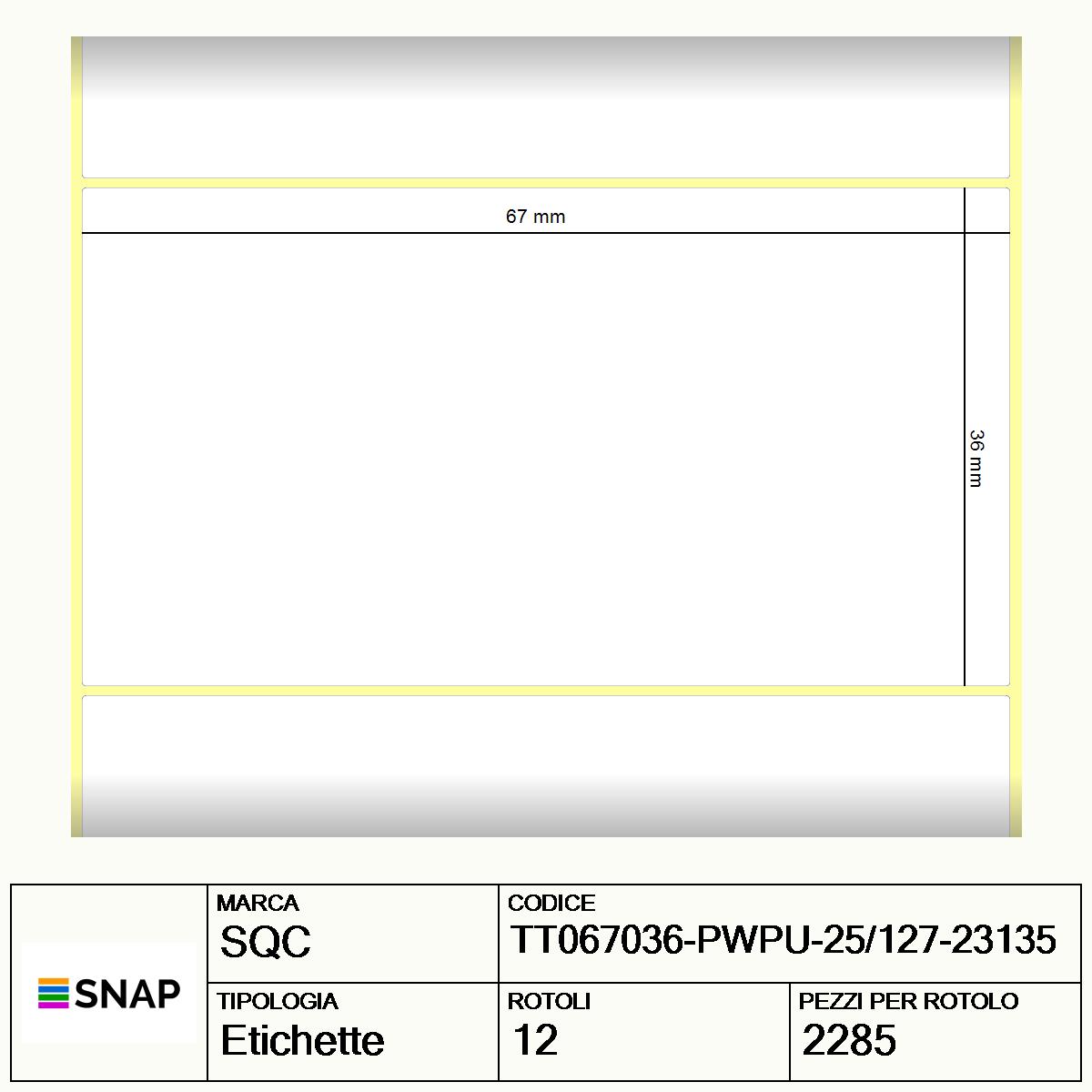TT067036-PWPU-25/127-23135 - Etichette SQC  S-DESK-PT Carta