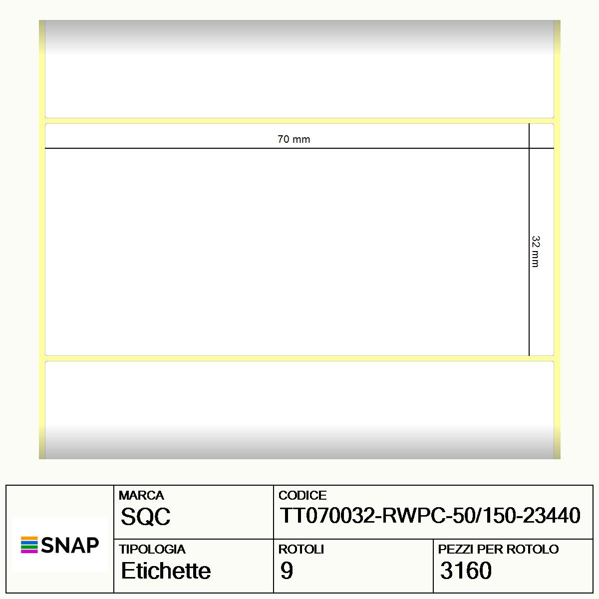 TT070032-RWPC-50/150-23440 - Etichette SQC  S-HARD-PT Carta