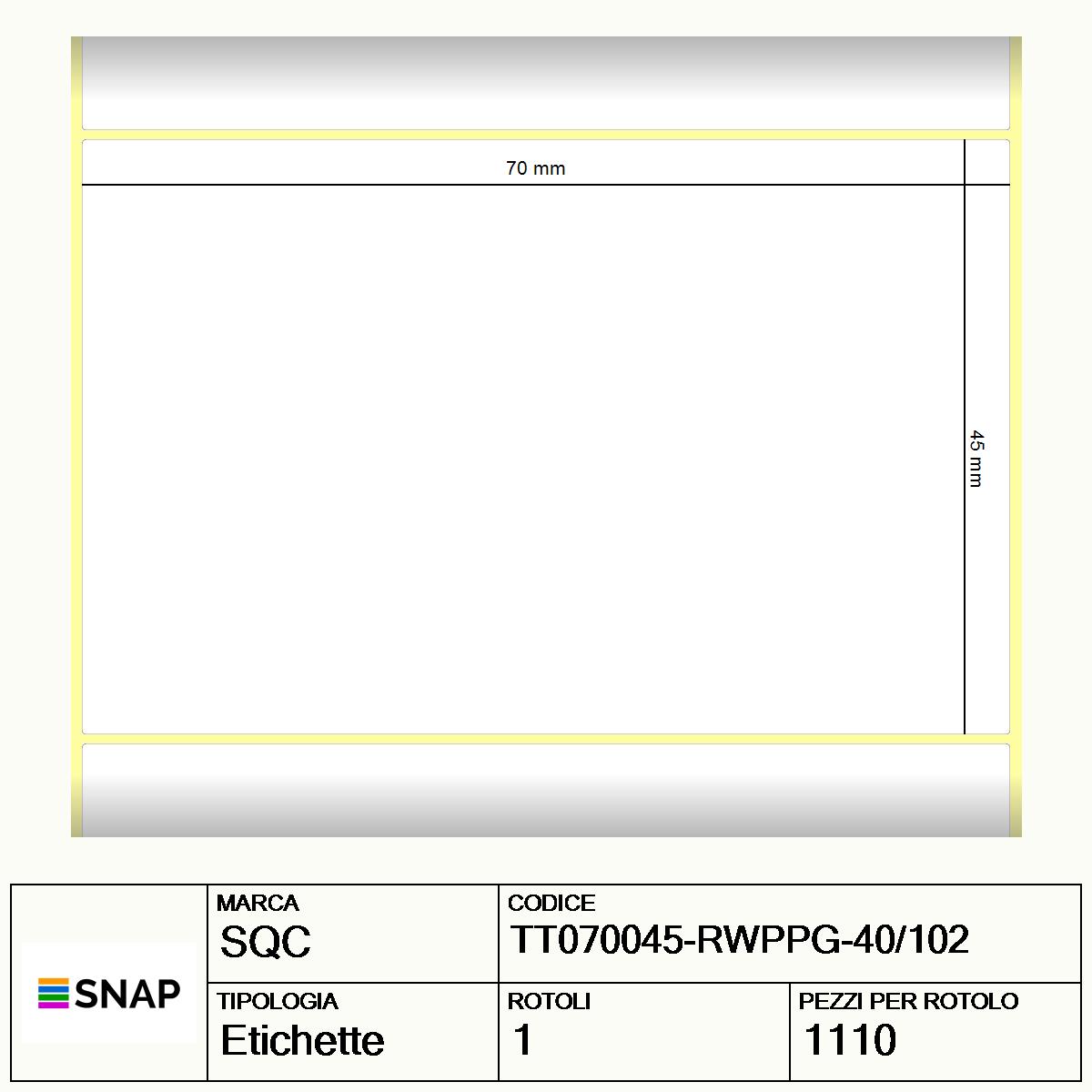 TT070045-RWPPG-40/102 - Etichette SQC  S-DESK-ST Polipropilene