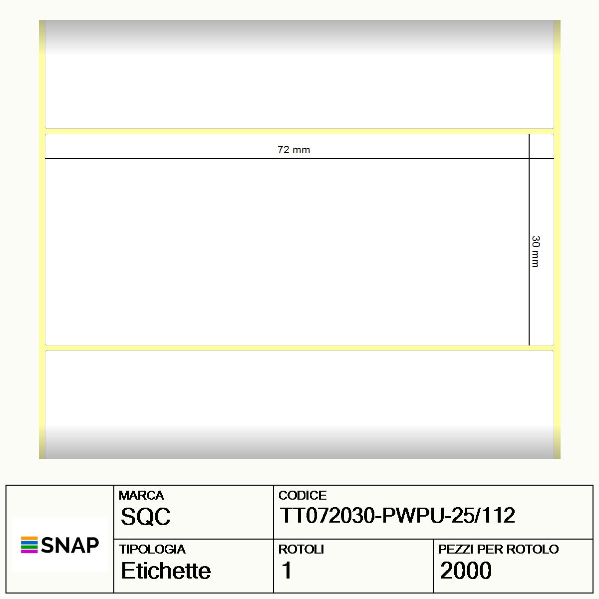 TT072030-PWPU-25/112 - Etichette SQC  S-DESK-PT Carta