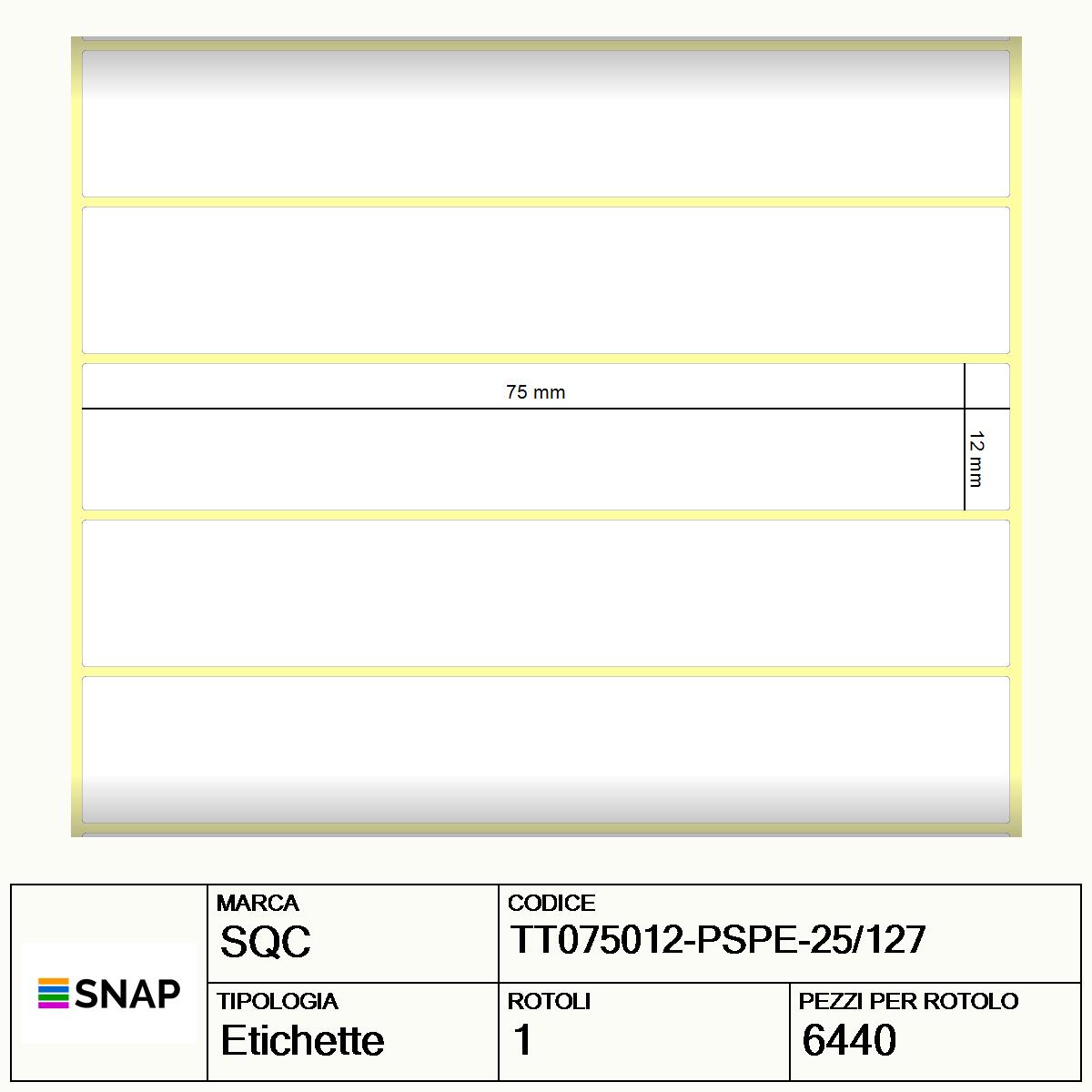 TT075012-PSPE-25/127 - Etichette SQC Argento S-FRICTION Poliestere