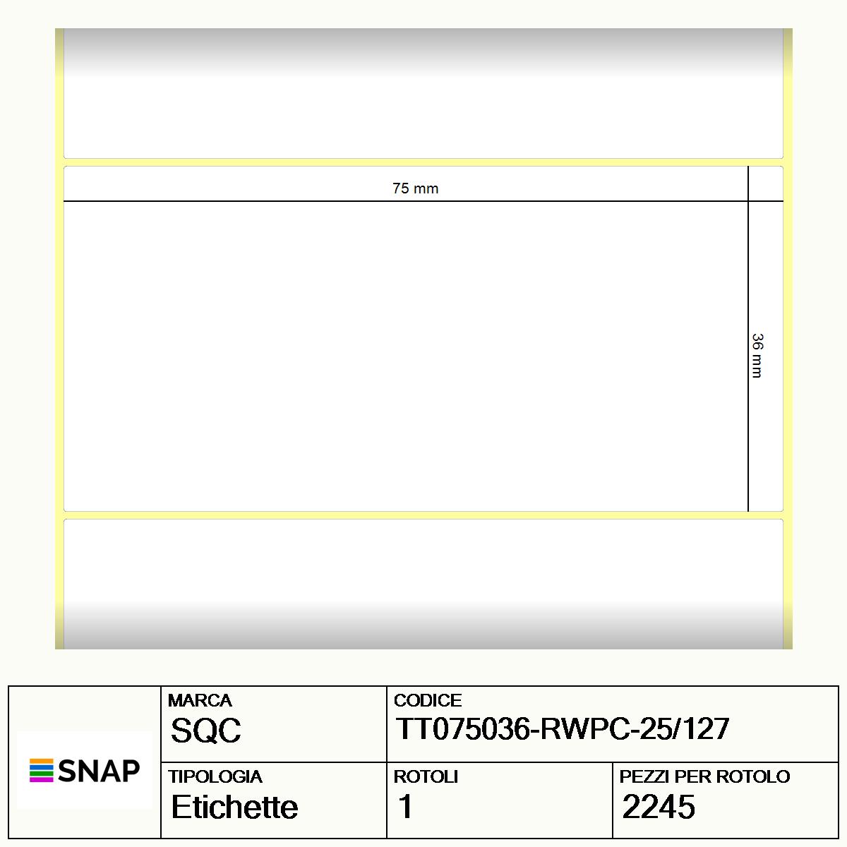 TT075036-RWPC-25/127 - Etichette SQC  S-DESK-PT Carta