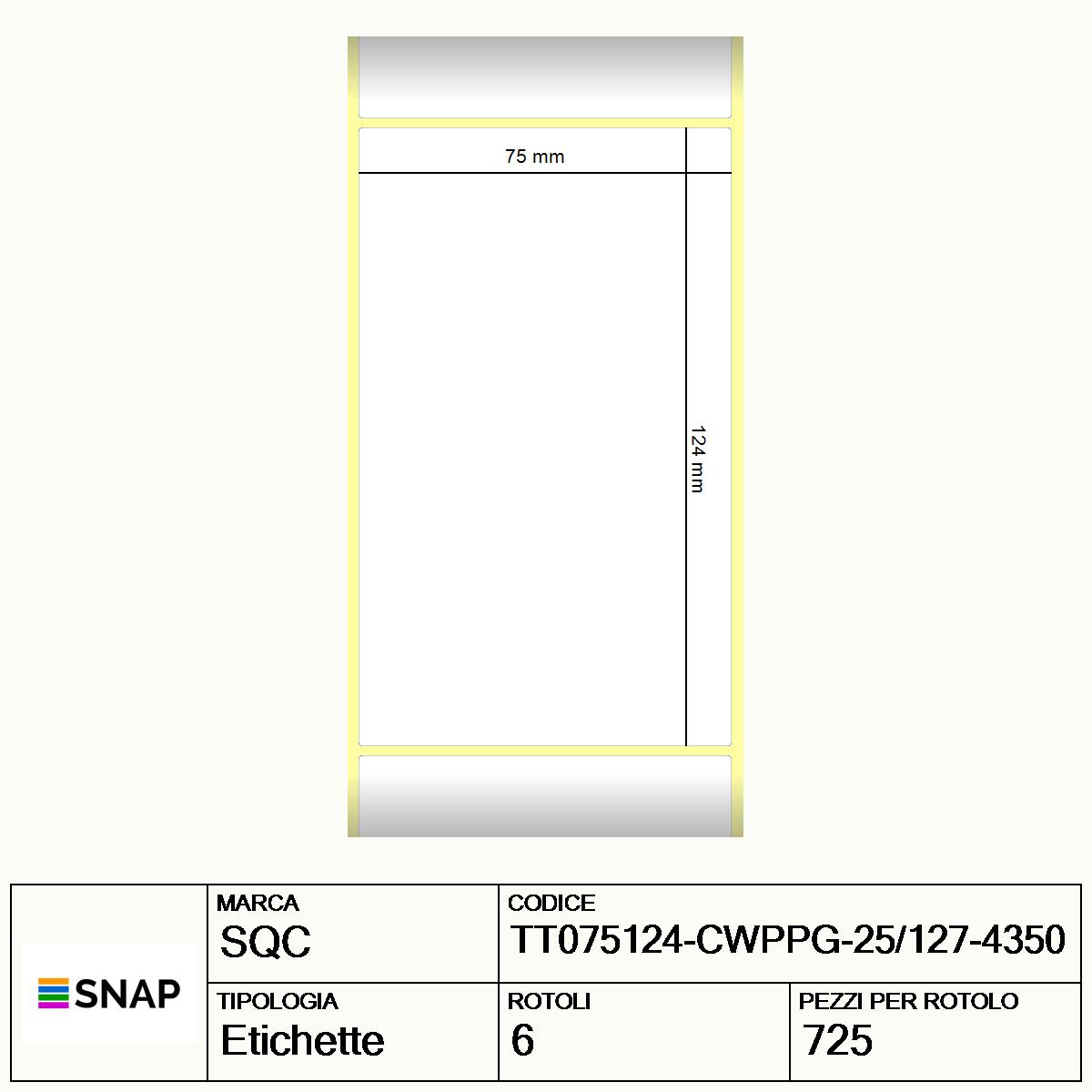 TT075124-CWPPG-25/127-4350 - Etichette SQC  S-DESK-ST Polipropilene