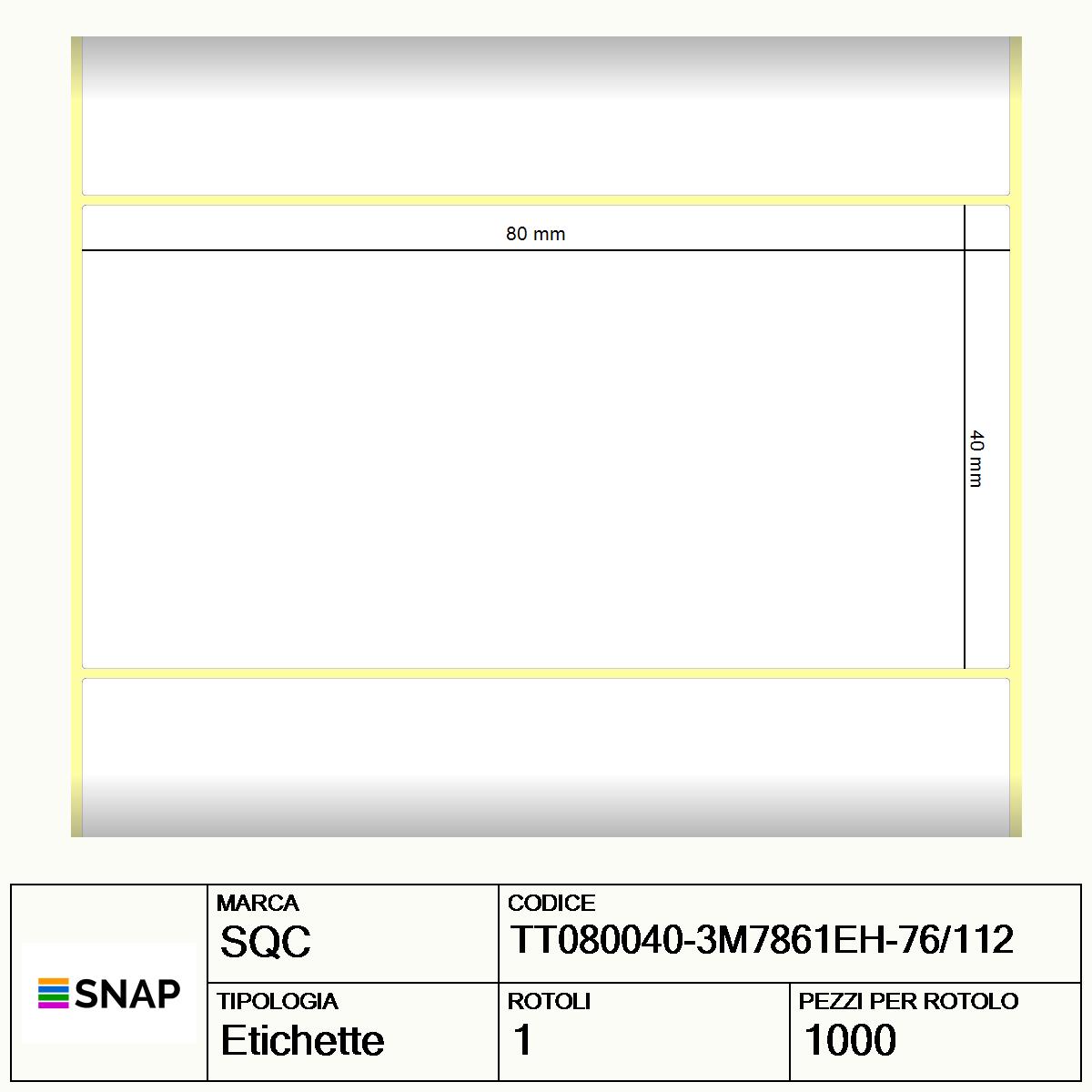 TT080040-3M7861EH-76/112 - Etichette SQC Trasparente neutro S-by3M