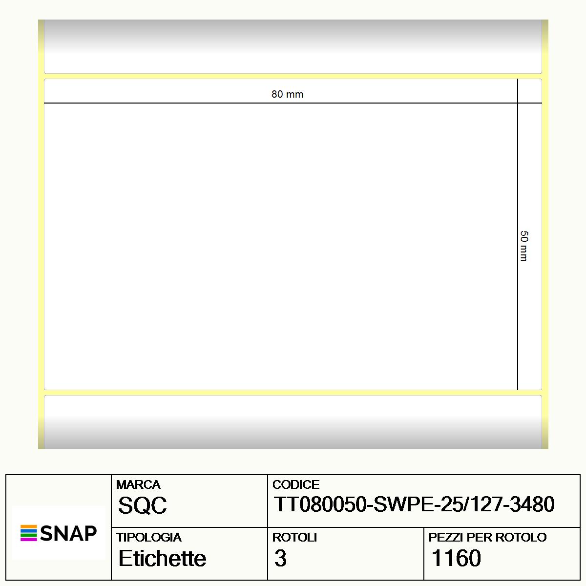 TT080050-SWPE-25/127-3480 - Etichette SQC  S-STRONG Polietilene