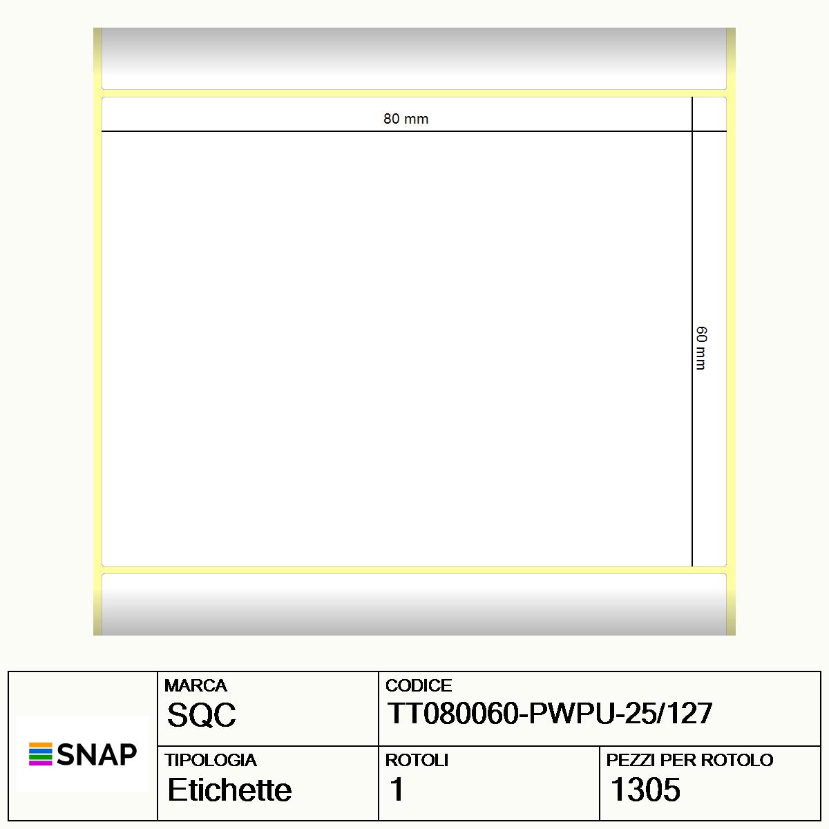 TT080060-PWPU-25/127 - Etichette SQC  S-DESK-PT Carta