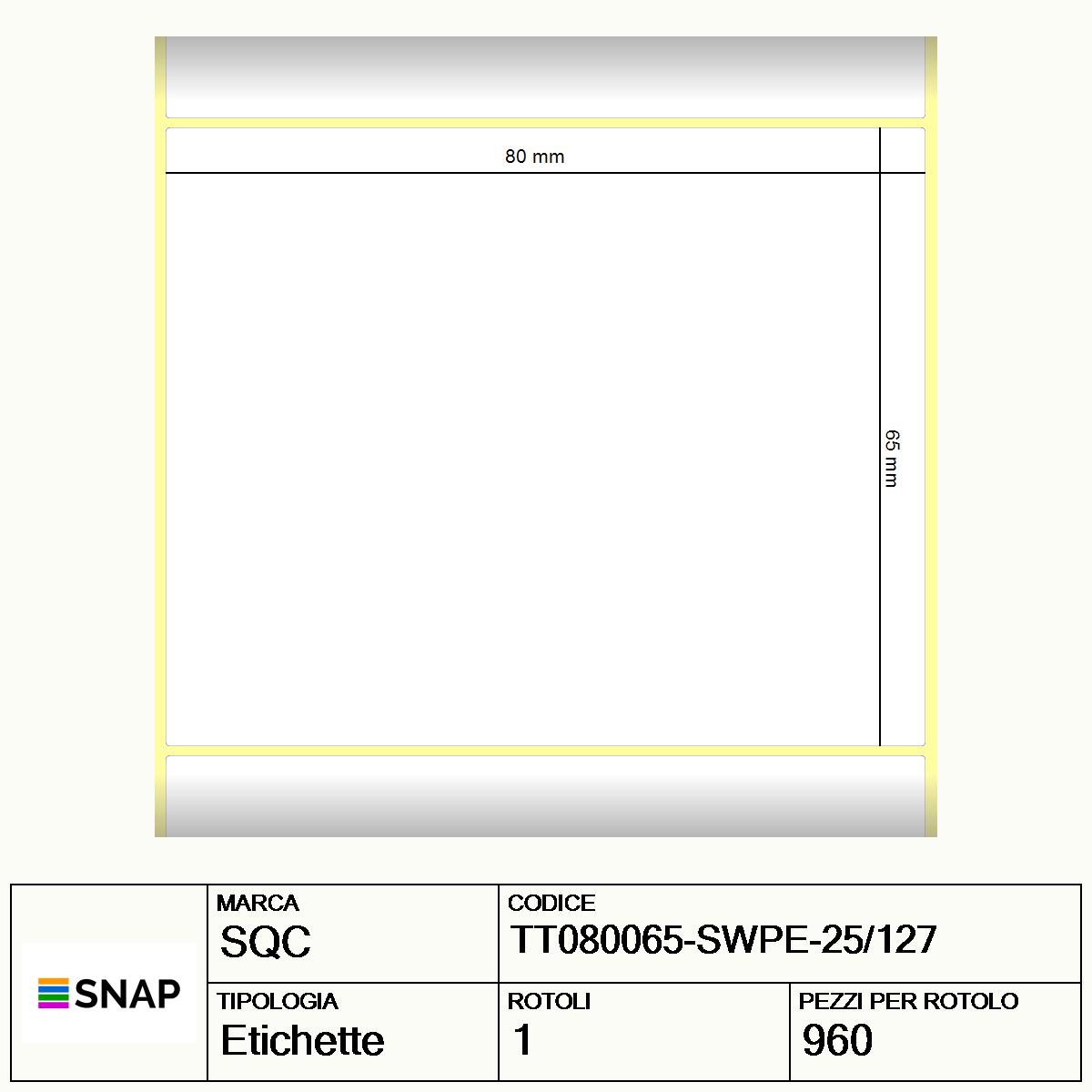 TT080065-SWPE-25/127 - Etichette SQC  S-STRONG Polietilene